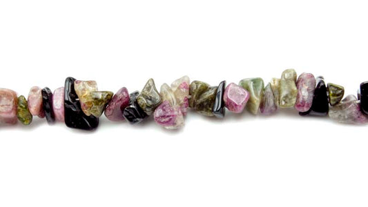 36 inch Multi Color Tourmaline Chips Beads