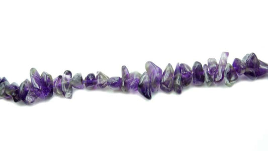36 inch Dog Teeth Amethyst Chips Beads