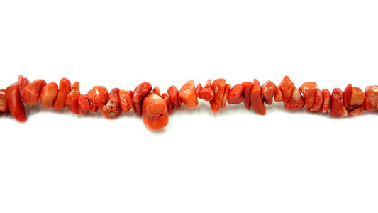 36 inch Pink Coral Dyed Chips Beads