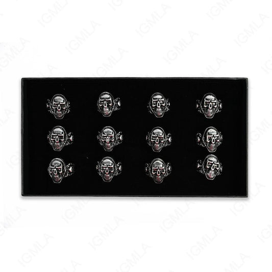 Zinc Alloy Skull Rings 12 Pc Box