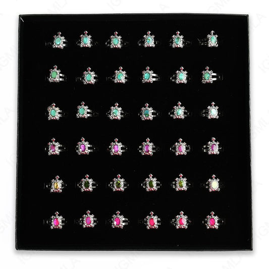 Paua Shell Turtle Rings 36 Pc Box