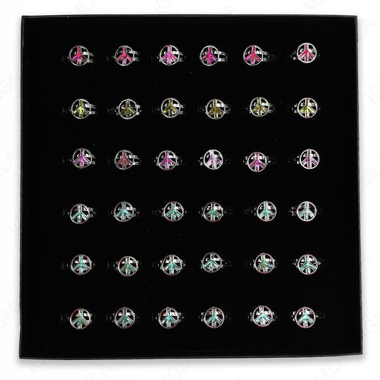 Paua Shell Sign Rings 36 Pc Box