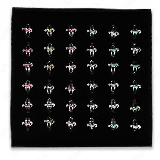 Paua Shell Sea Horse Rings 36 Pc Box