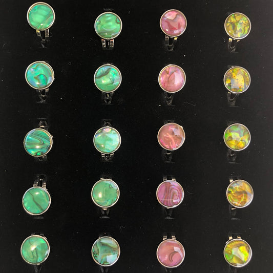 Paua Shell Round Rings 36 Pc Box