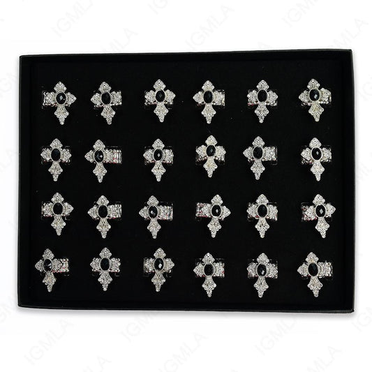 Zinc Alloy Cross Rings 24 Pc Box