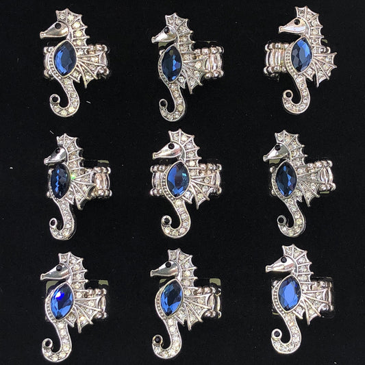 Animal -Blue Sea Horse Rings 24 Pc Box