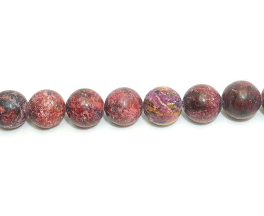 16 inch 10 mm Matted Red Turtle Jasper Dyed Round Beads