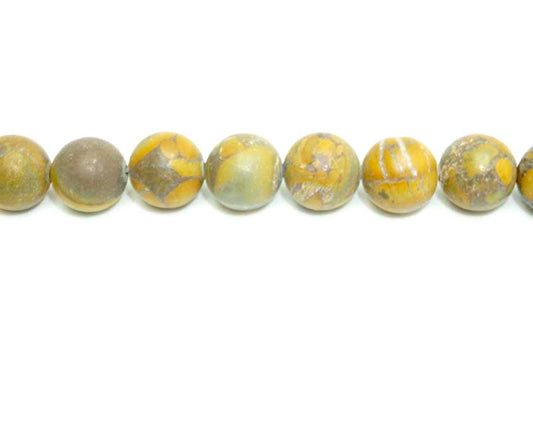 16 inch 10 mm Matted Bamboo Jasper Natural Round Beads