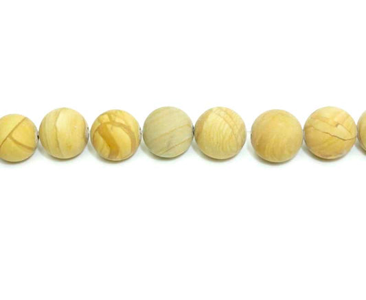 16 inch 10 mm Matted Scenic Pictures Jasper Natural Round Beads