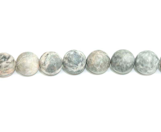 16 inch 10 mm Matted Pink Zebra Jasper Natural Round Beads
