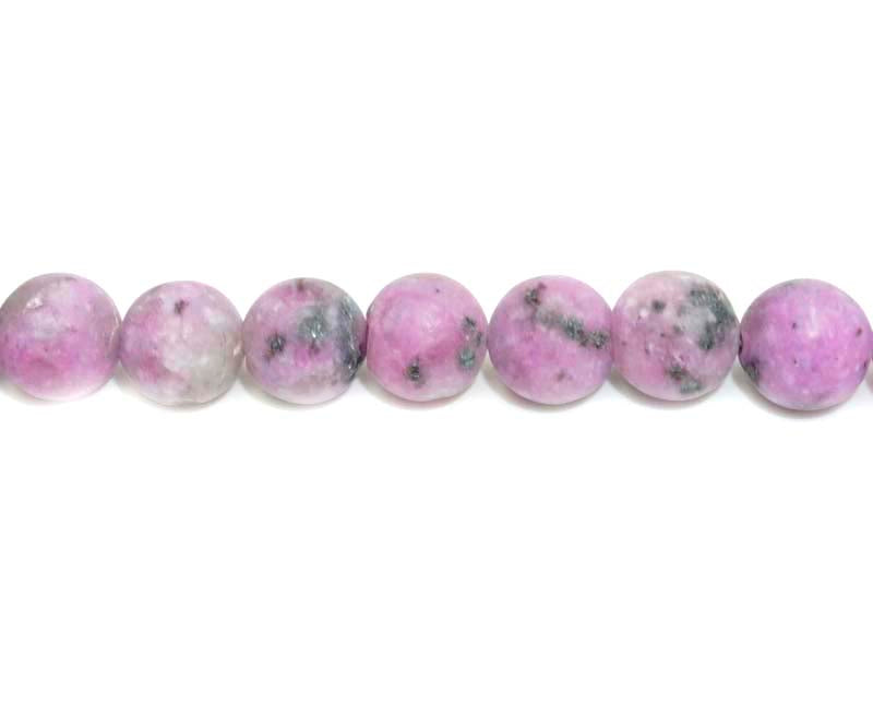 16 inch 10 mm Matted Kiwi Purple Dyed Round Beads