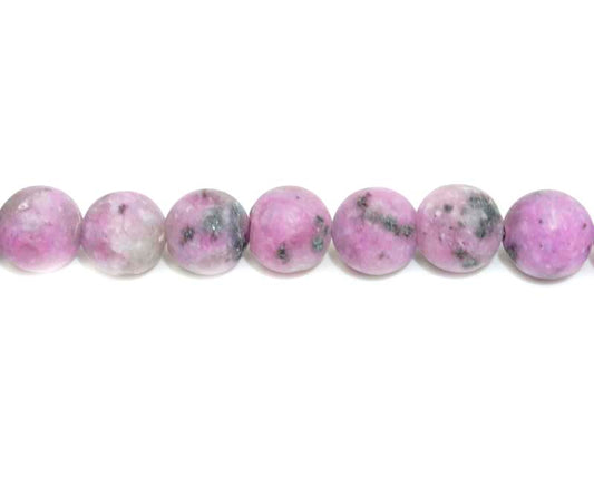 16 inch 10 mm Matted Kiwi Purple Dyed Round Beads