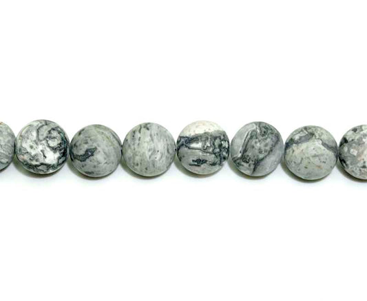16 inch 10 mm Matted Black Crazy Lace Natural Round Beads
