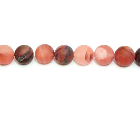 16 inch 10 mm Matted Matrix Cherry Quatz Round Beads