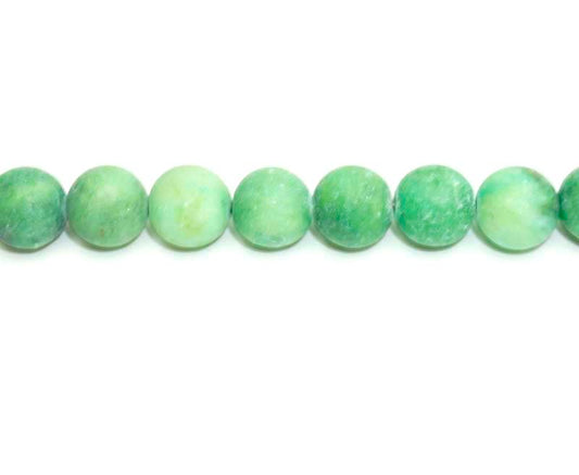 16 inch 10 mm Matted Green Quatz Dyed Round Beads