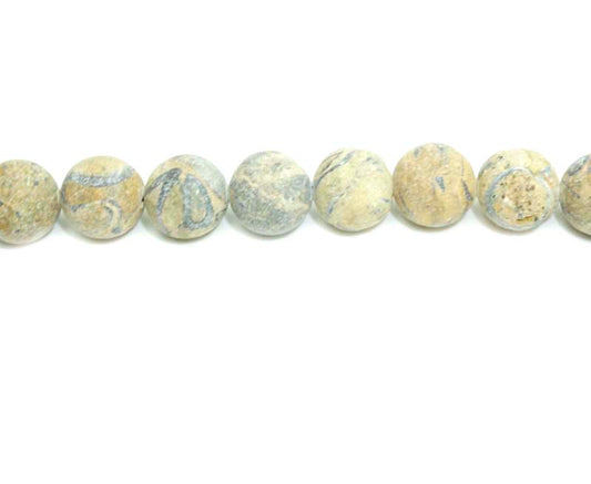 16 inch 10 mm Matted Insect Fossil Jasper Natural Round Beads