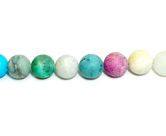 16 inch 10 mm Matted Mutli Stone Round Beads