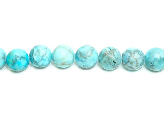 16 inch 10 mm Matted Turqouise Jasper Dyed Round Beads