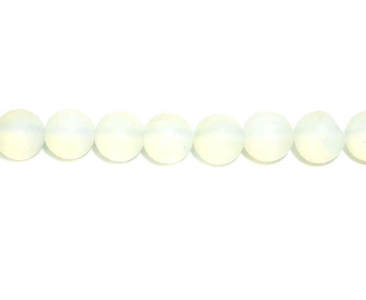 16 inch 10 mm Matted Opalite Glass Round Beads