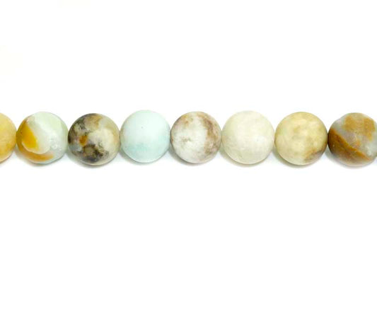 16 inch 10 mm Matted Multi Amazonite Round Beads