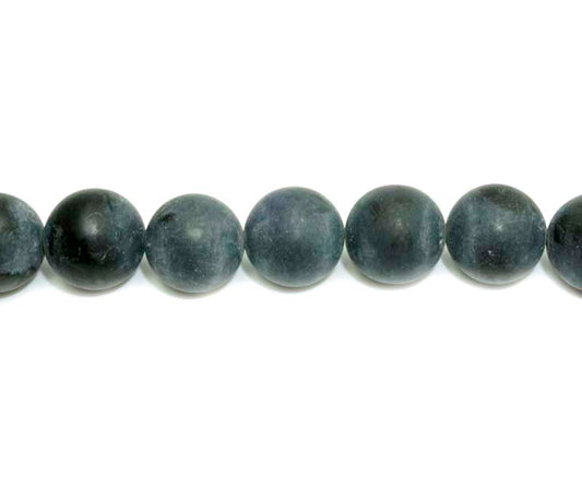 16 inch 12 mm Matted Blackstone Round Beads
