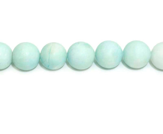 16 inch 12 mm Matted Amazonite Dyed Jade Round Beads