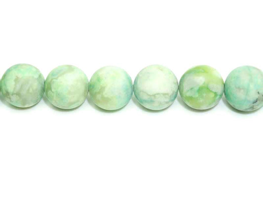 16 inch 12 mm Matted Green Lotus Round Beads