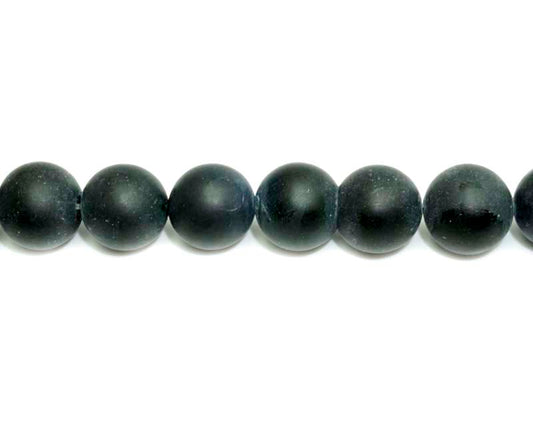 16 inch 12 mm Matted Black Synthetic Round Beads