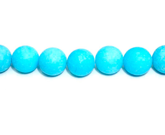 16 inch 12 mm Matted Turqouise Jade Dyed Round Beads