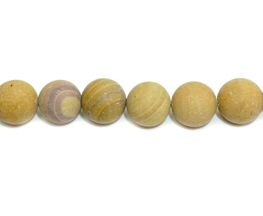 16 inch 12 mm Matted Picture Jasper Natural Round Beads