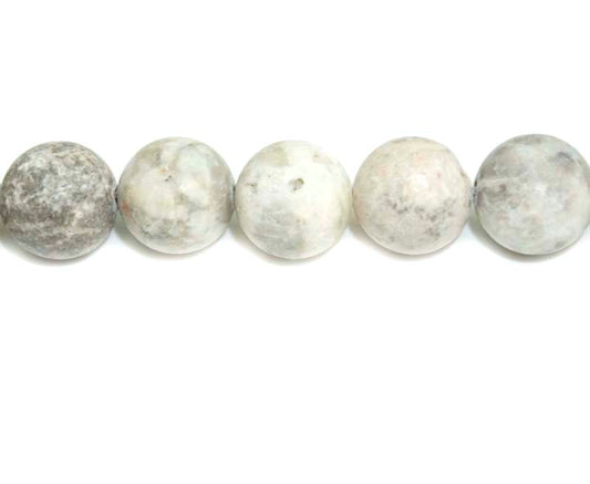 16 inch 12 mm Matted Pink Zebra Jasper Natural Round Beads