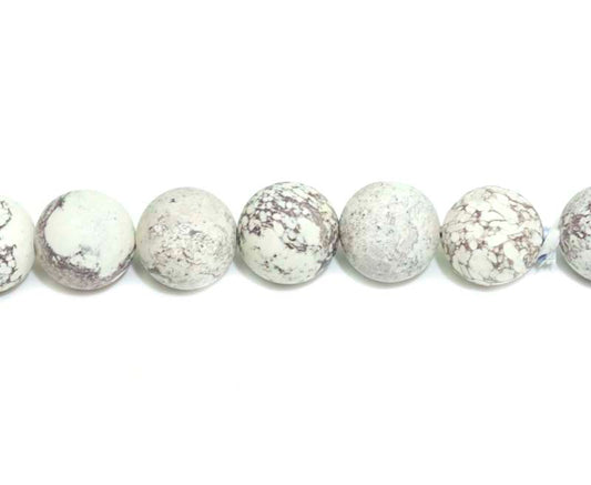 16 inch 12 mm Matted Mexico White Turqouise Japer Natural Round Beads