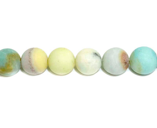 16 inch 12 mm Frosted Multi Amazonite Round Beads