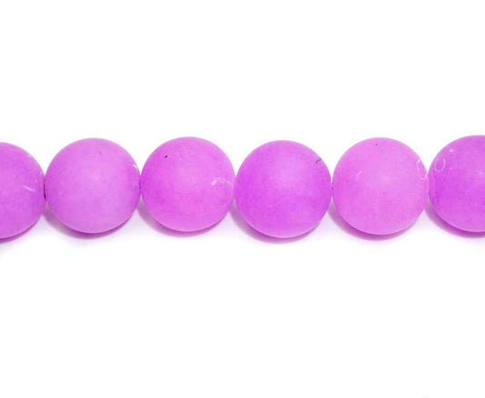 16 inch 14 mm Matted Purple Quartz Dyed Round Beads