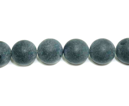 16 inch 14 mm Matted Blackstone Round Beads