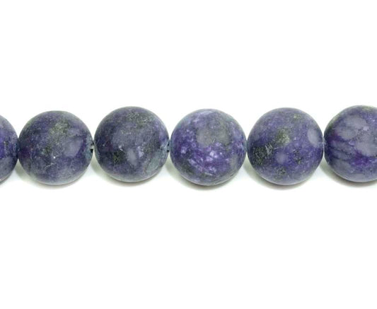 16 inch 14 mm Matted Kiwi Lapis Round Beads