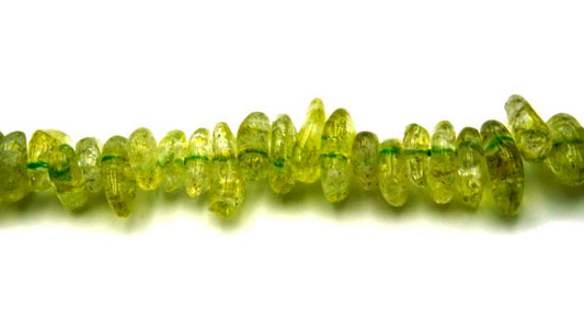 16 inch Peridot Color Cracked Crystal Nuggets Beads