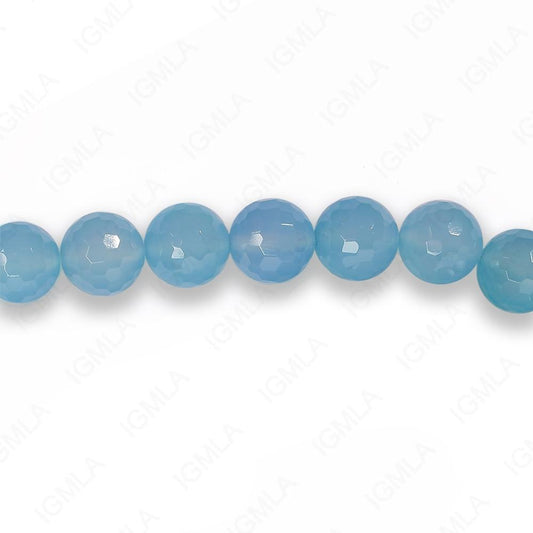 16 inch 10 mm Sea Blue Chalcedony Round Faceted Beads