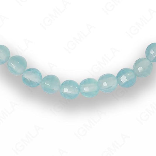 16 inch 4 mm Sea Blue Chalcedony Round Faceted Beads