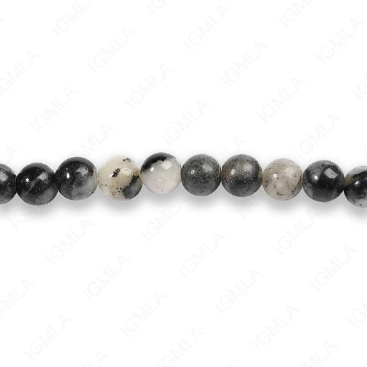 4mm Black Picasso Jasper Round Beads