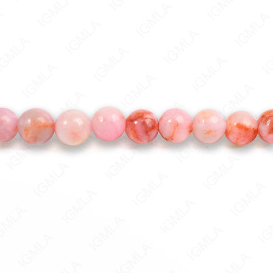 4mm Dyed Pink Matrix Stone Round Beads