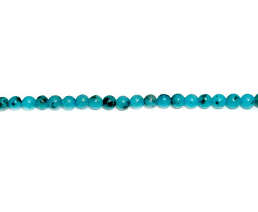 4mm Dyed Turquoise Kiwi Round Beads