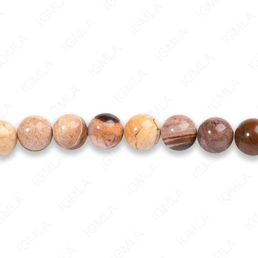 8mm Brazil Zebra Jasper Round Beads