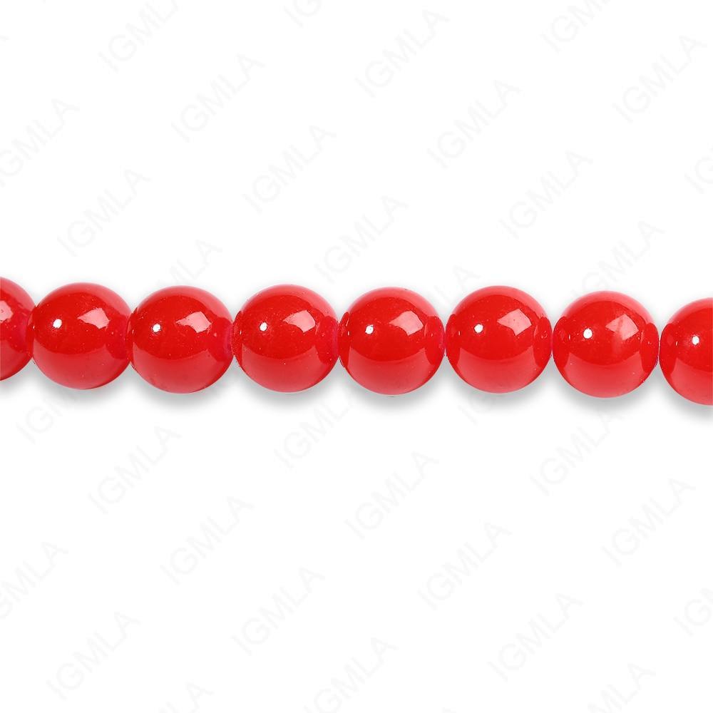 8mm Red Glass Round Beads