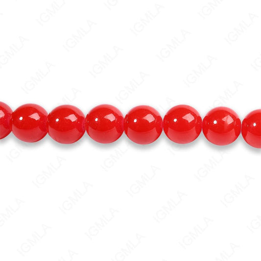 8mm Red Glass Round Beads