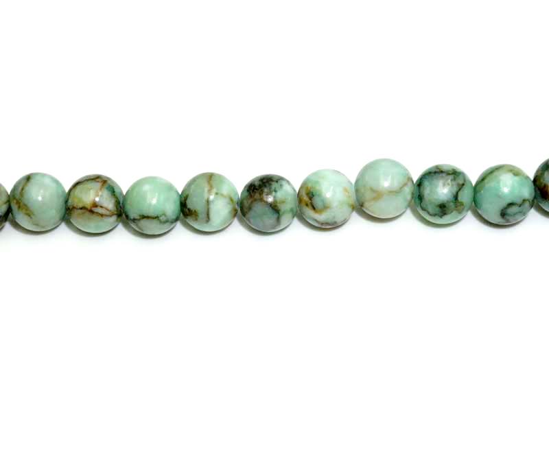 8mm Dyed Green Matrix Stone Round Beads