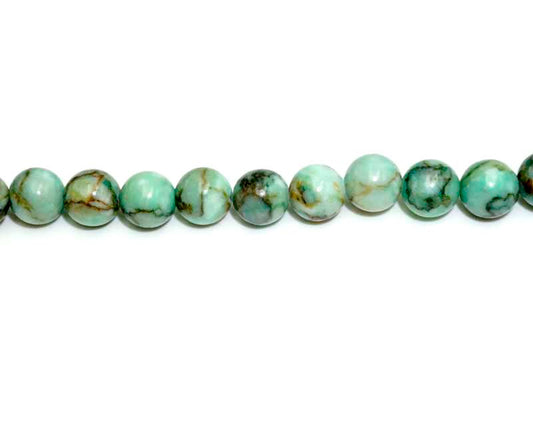 8mm Dyed Green Matrix Stone Round Beads