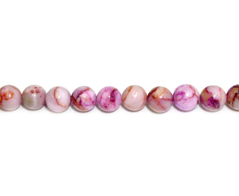 8mm Dyed Pink Matrix Stone Round Beads