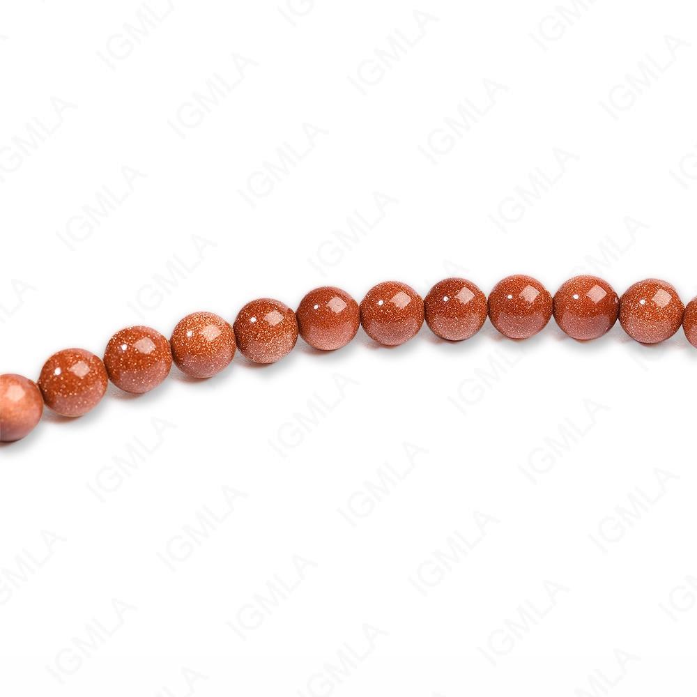 8mm Brown Golstone Round Beads