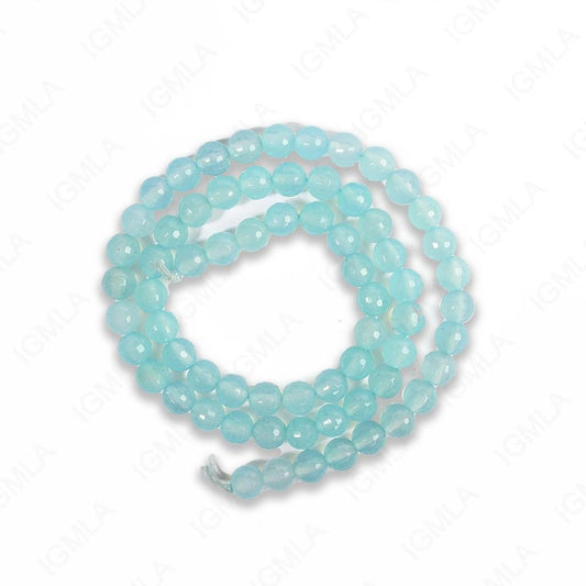 16 inch 6mm Sea Blue Chalcedony Round Faceted Beads